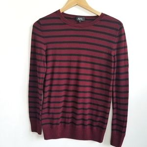 A.P.C. Merino Wool Red and Black Striped Sweater